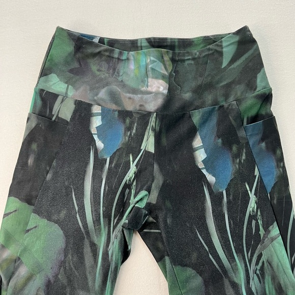 MPG Green Abstract Print Athletic Leggings Women's Size L - Picture 2 of 5